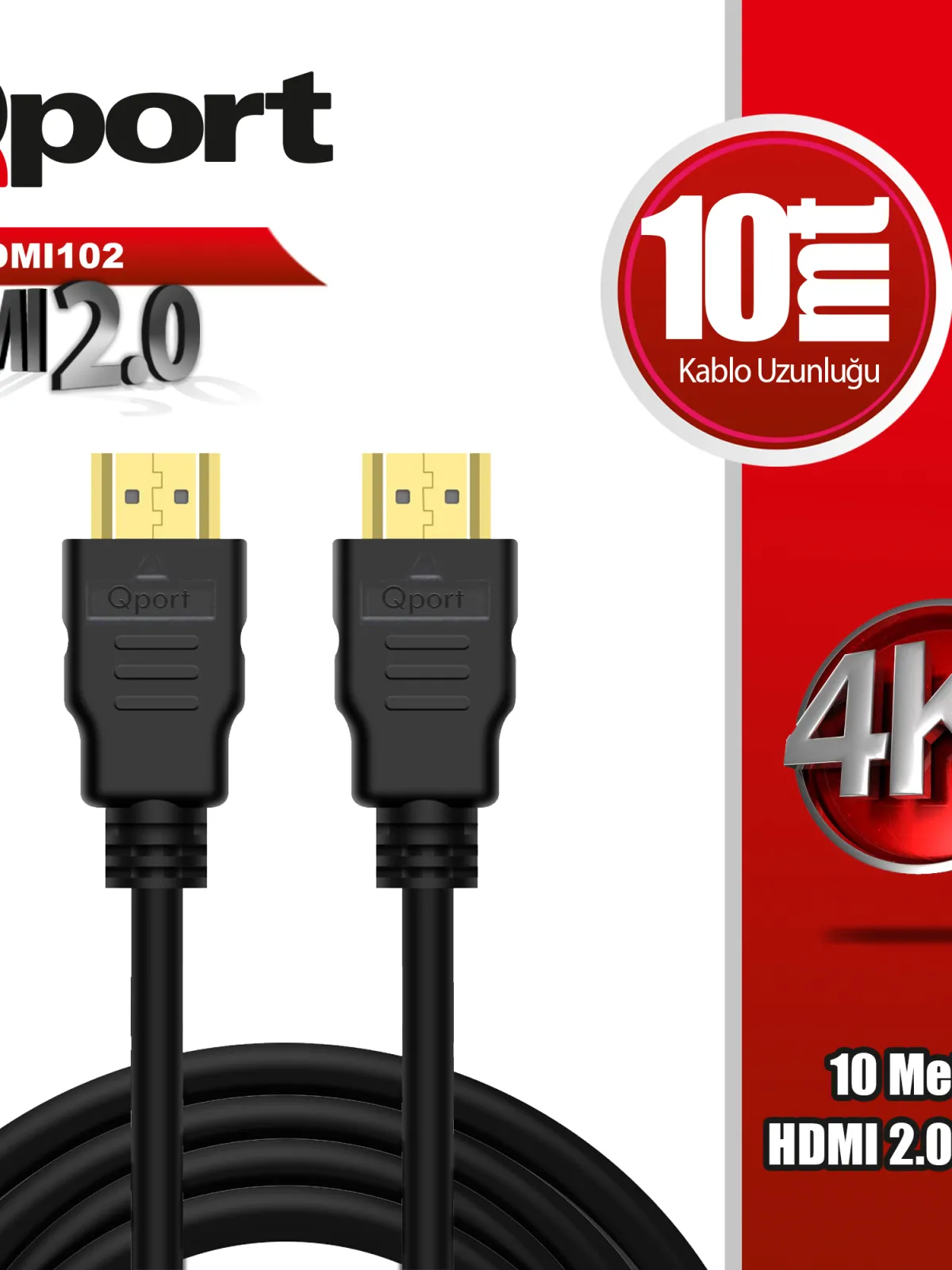 QPORT Q-HDMI102 HDMI 2.0 V ALTIN UÇLU KABLO 10 MT
