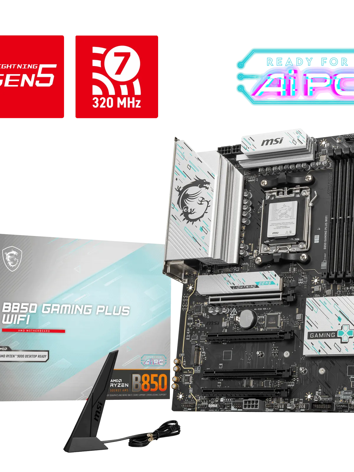 MSI B850 GAMING PLUS WIFI AM5 DDR5 8200MHZ(OC) DP 3x M.2 USB 10Gbs 5G LAN WI-FI 7 ATX