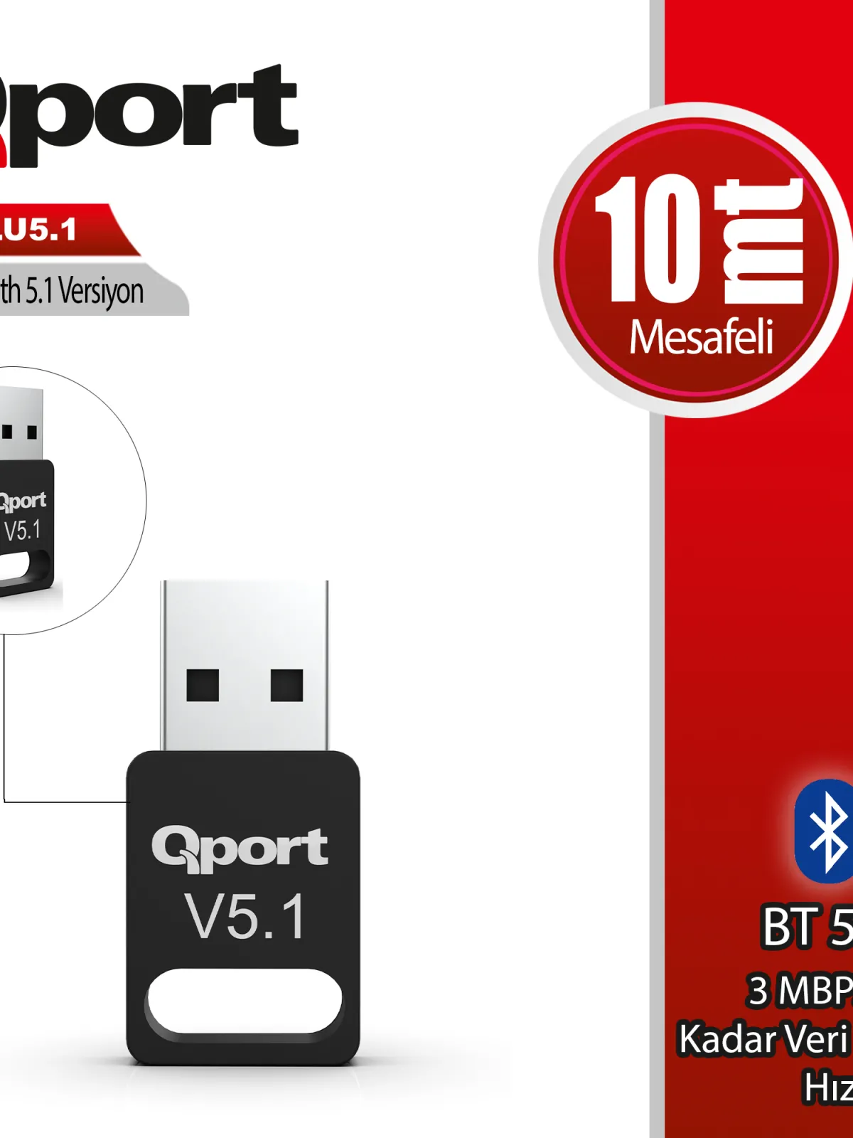 QPORT Q-BLU5.1 BLUETOOTH V5.1 USB ADAPTOR