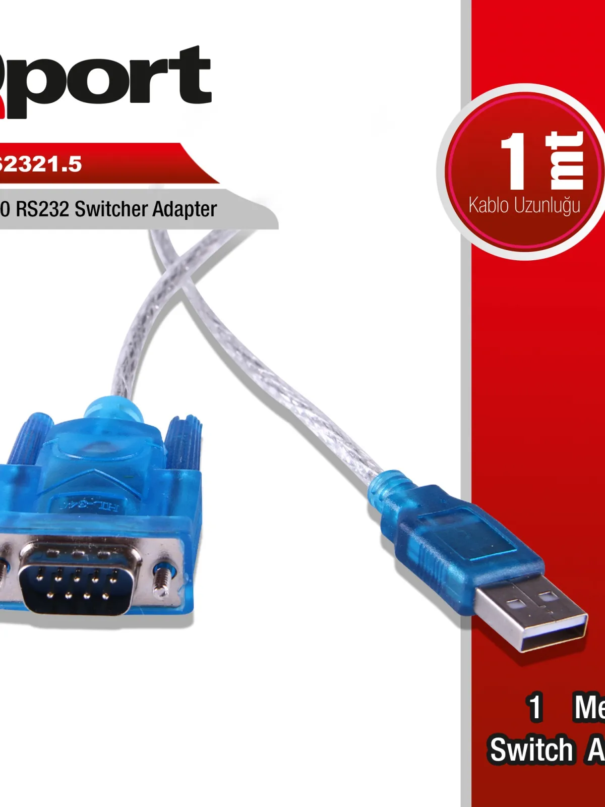 QPORT (Q-RS2321.5) USB2.0 TO RS232 CEVIRICI KABLO 1M