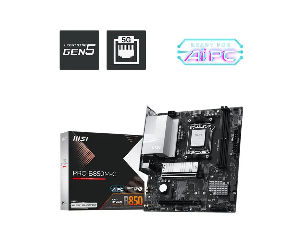 MSI PRO B850M-G M5 DDR5 8200MHZ(OC) HDMI DP 2X M.2 USB 10GBS 5G LAN MATX