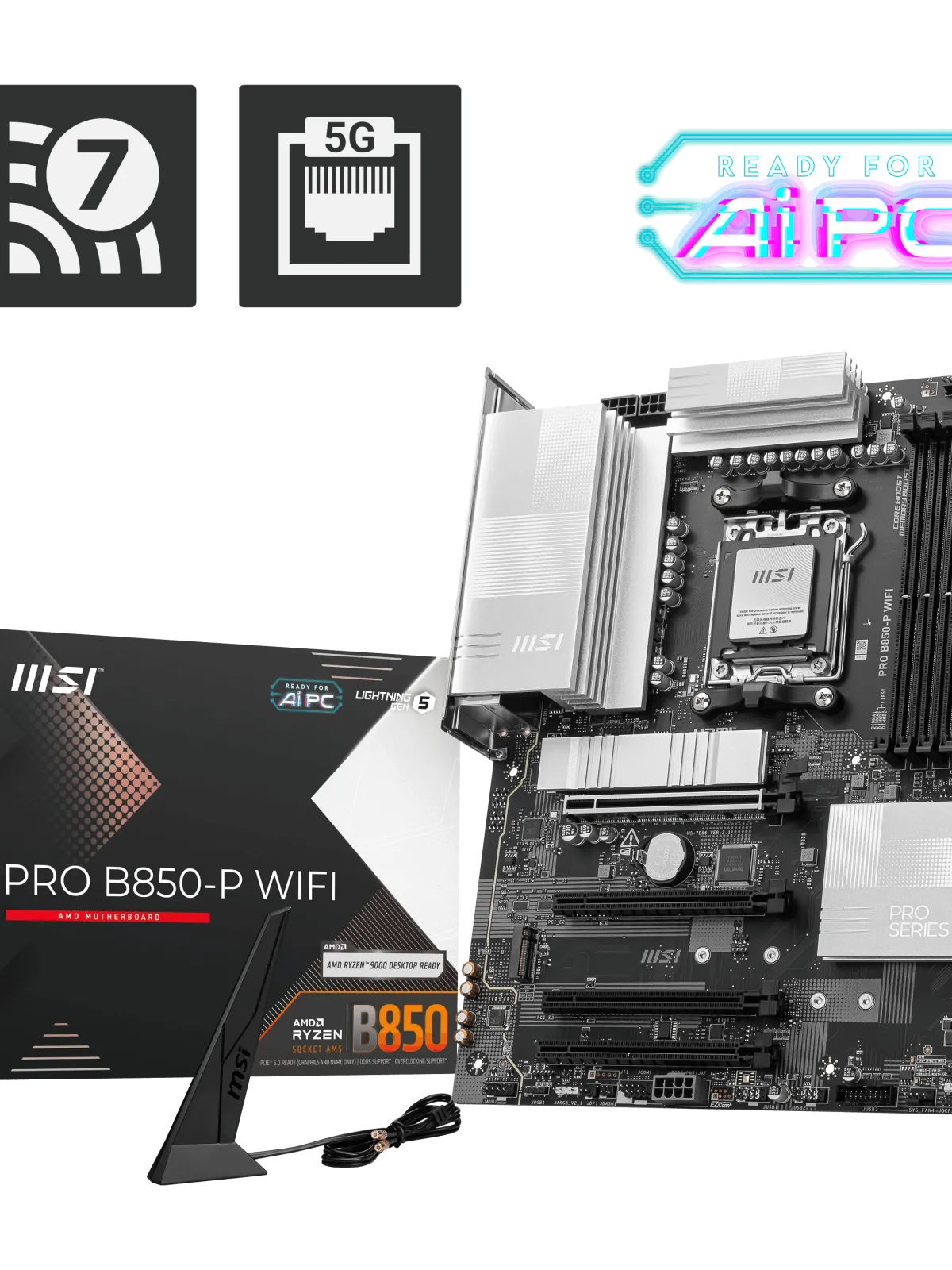 MSI PRO B850-P WIFI AM5 DDR5 8200MHZ(OC) HDMI 3x M.2 USB 10Gbs 5G LAN WI-FI 7 ATX