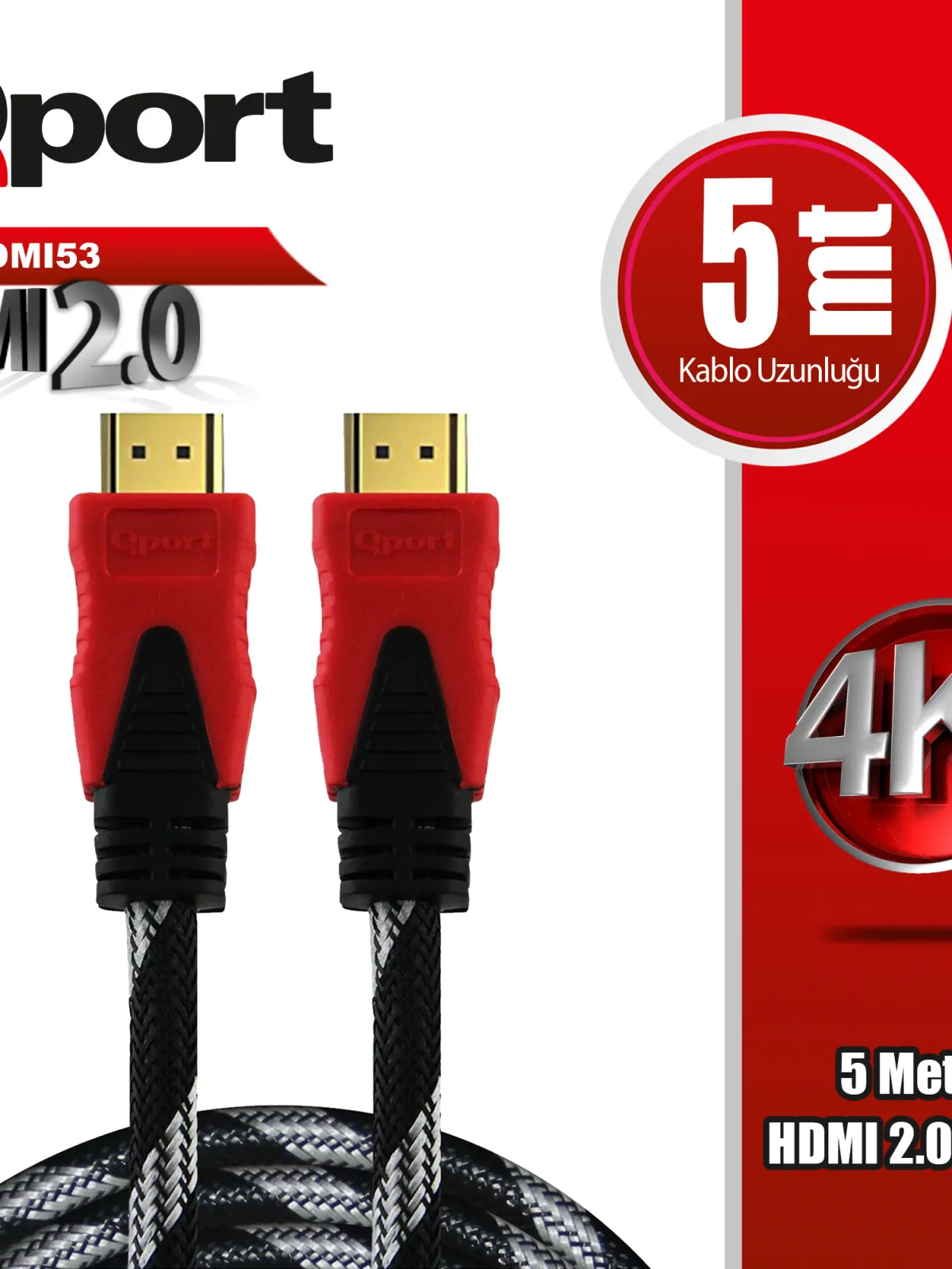 QPORT Q-HDMI53 HDMI 2.0 V ALTIN UÇLU KABLO 5 MT