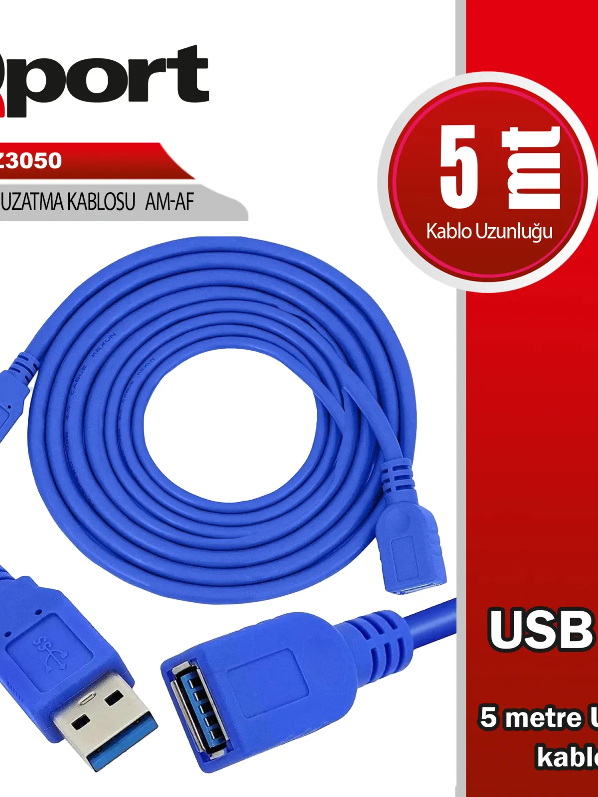QPORT Q-UZ3050 USB3.0 5MT UZATMA KABLOSU
