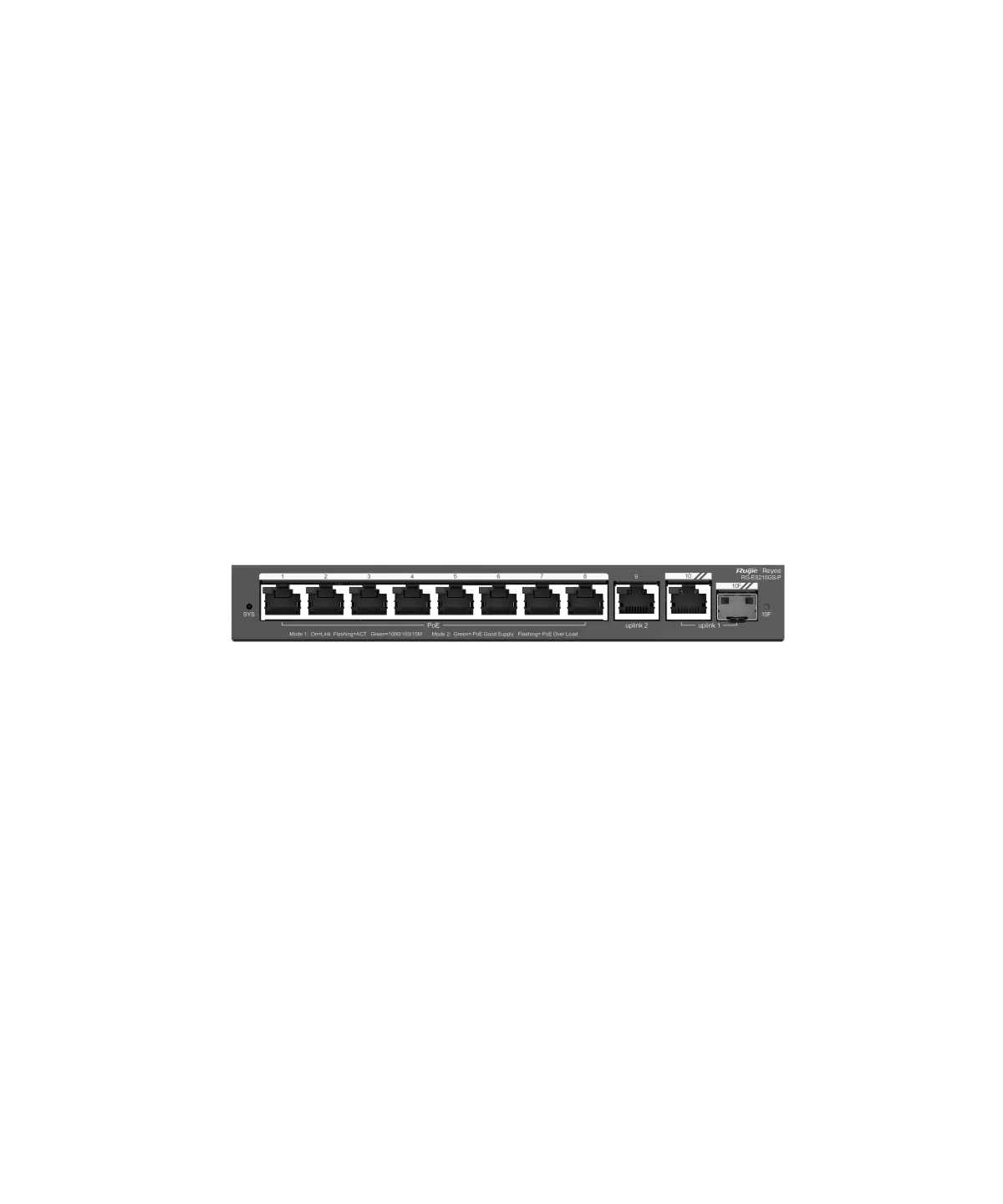 RUIJIE-REYEE RG-ES210GS-P 8XGE-2XGE/1XGE SFP 120W POE SWİTCH