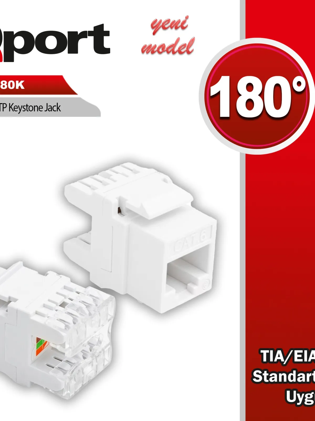 QPORT Q-J180K CAT6 180 DERECE KEYSTONE JACK