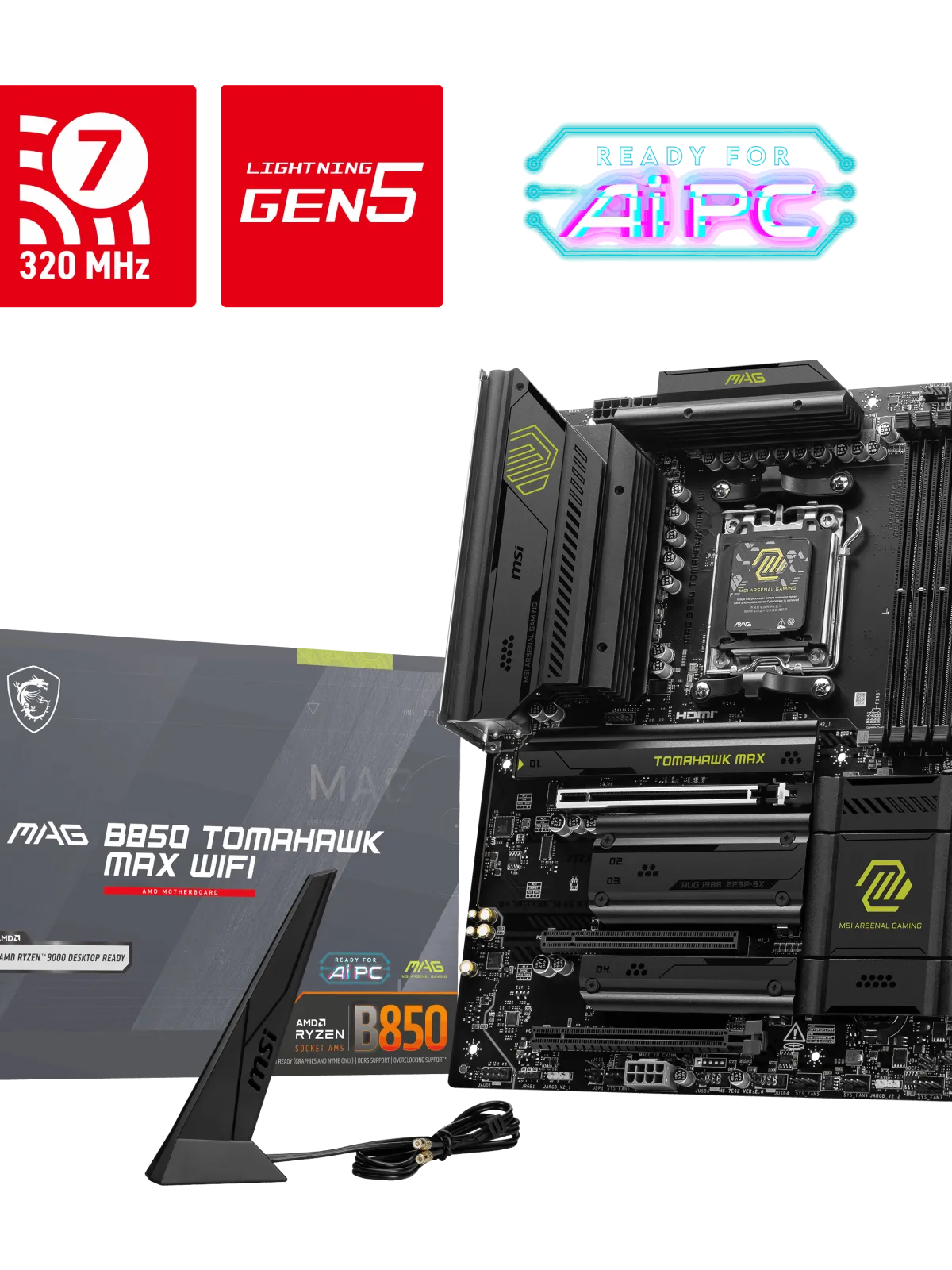 MSI MAG B850 TOMAHAWK MAX WIFI AM5 DDR5 8400MHZ(OC) HDMI 4x M.2 USB 10Gbs 5G LAN WI-FI 7 ATX