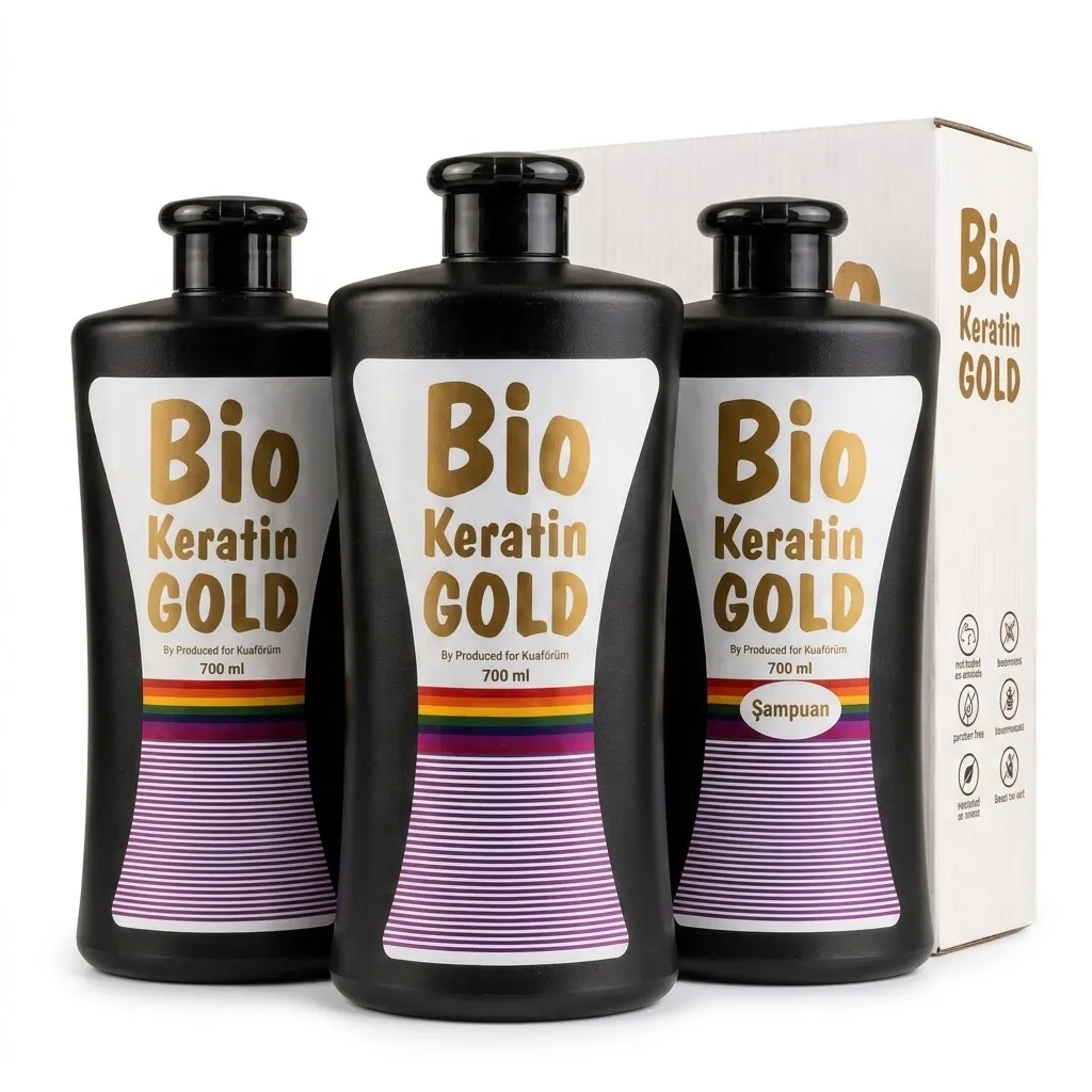 Bio Keratin Gold Profesyonel Saç Bakım Seti 700 ml x 3 - Şampuan ve Bakım Kremi Onarıcı Seri