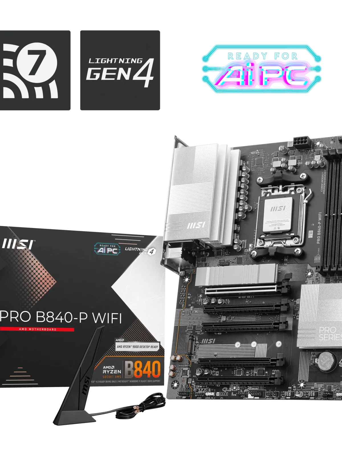 MSI MB PRO B840-P WIFI AM5 DDR5 8000MHZ(OC) HDMI 2x M.2 USB 10Gbs 2.5G LAN WI-FI 7 ATX