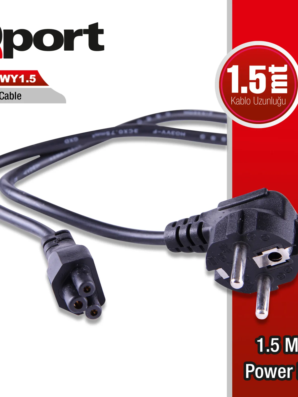 QPORT Q-POWY1.5 1.5 METRE PC POWER KABLOSU