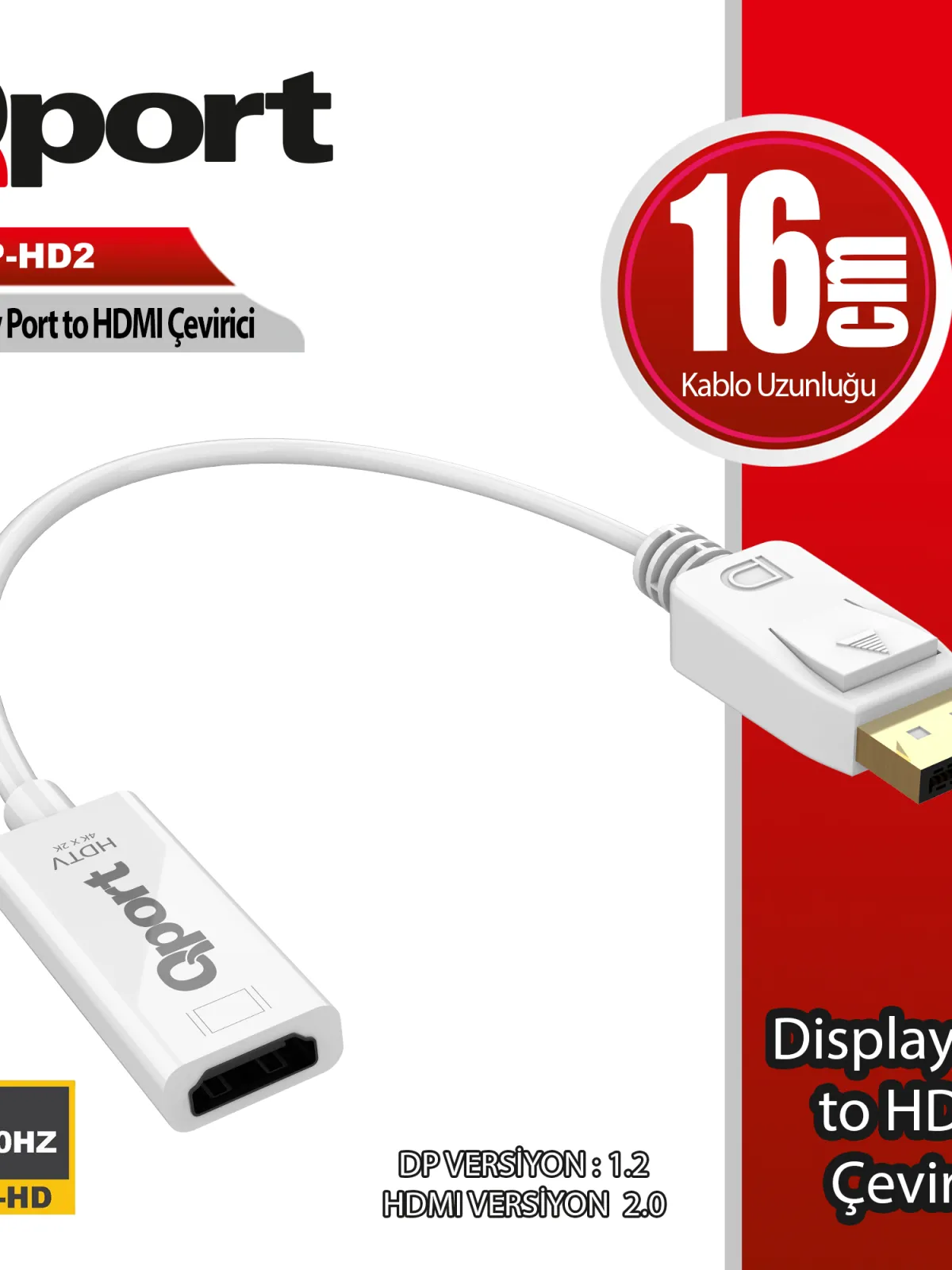 QPORT Q-DP-HD2 DISPLAY PORTUNDAN HDMI CEVIRICI 4K 60HZ