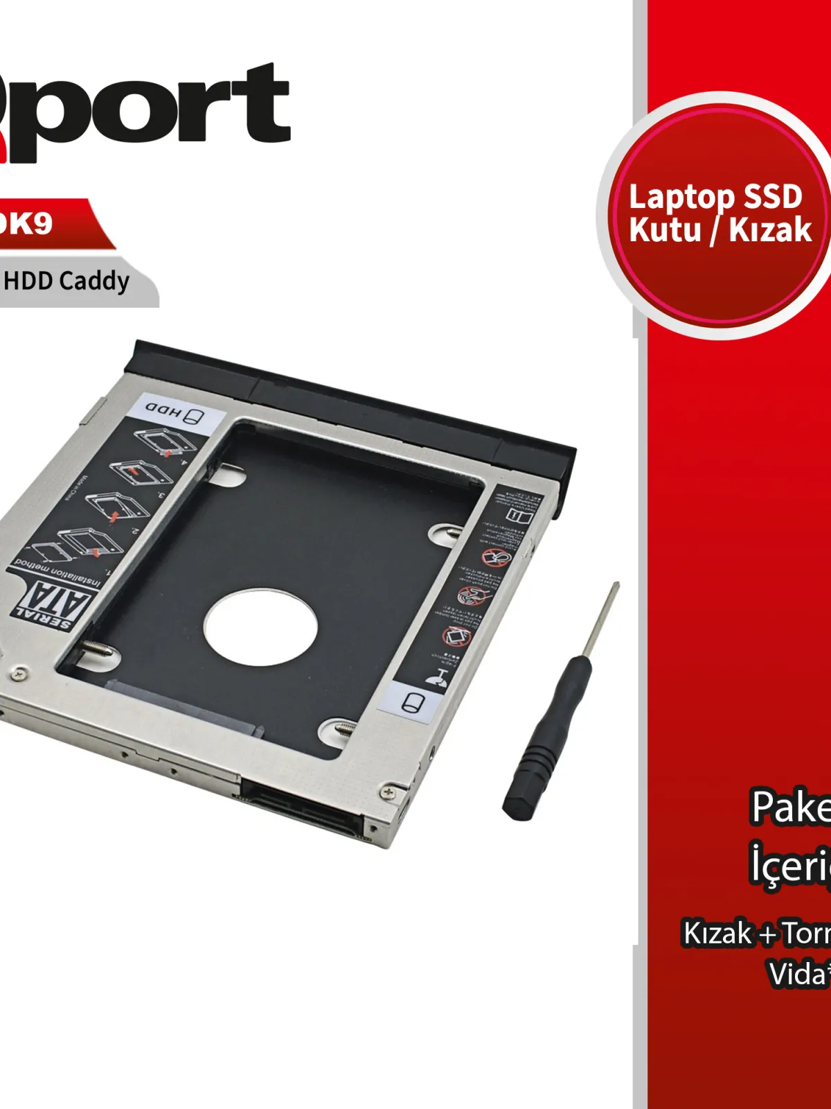 QPORT Q-HDK9 2.5" HDD/SSD UYUMLU CEVIRICI 9.5" OPTIK SATA KIZAK