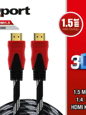 QPORT Q-HDMI1.5 HDMI 1.4 V ALTIN UÇLU KABLO 1.5 MT