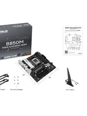 ASUS B850M MAX GAMING WIFI AM5 DDR5 8000MHZ(OC)  mATX HDMI ANAKART