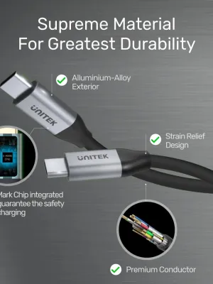 UNITEK USB-C 3.2 KABLO 2MT 5GBPS 4K (C14091ABK)