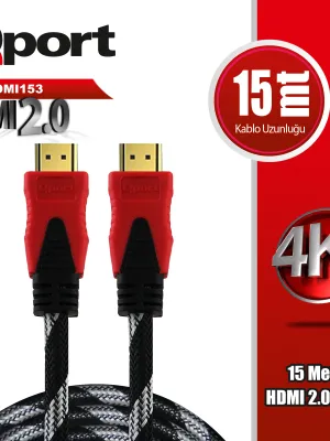 QPORT Q-HDMI153 HDMI 2.0 V ALTIN UÇLU KABLO 15 MT