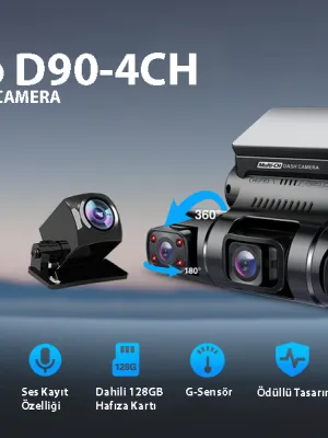 PRUVEEO D90-4CH FHD WI-FI GPS + 128GB SD KART KAME
