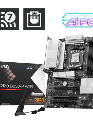 MSI PRO B850-P WIFI AM5 DDR5 8200MHZ(OC) HDMI 3x M.2 USB 10Gbs 5G LAN WI-FI 7 ATX