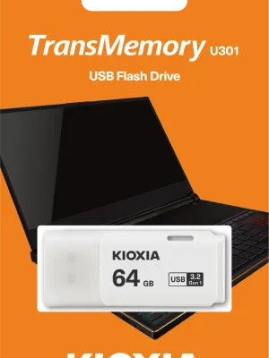 64GB USB3.2 GEN1 KIOXIA BEYAZ USB BELLEK LU301W064GG4