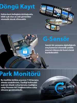 PRUVEEO D90-4CH FHD WI-FI GPS + 128GB SD KART KAME