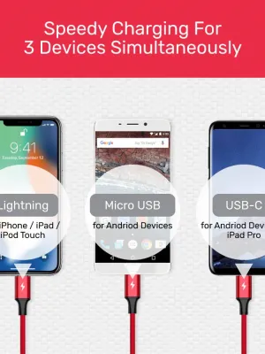 UNITEK USB-A 3in1 HIZLI ŞARJ 1.2MT 2.4A (C14049BK)