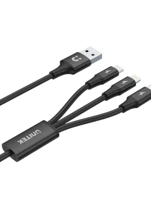 UNITEK USB-A 3in1 HIZLI ŞARJ 1.2MT 2.4A (C14049BK)