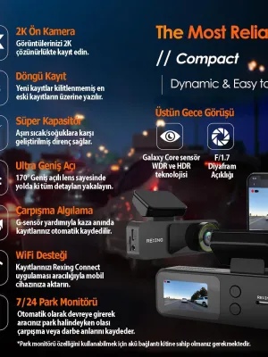 REXING V1 LITE 2K WIFI ARAC KAMERASI + 32GB SD KAR