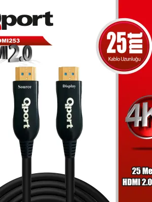 QPORT Q-HDMI253 HDMI 2.0 V ALTIN UÇLU KABLO 25 MT