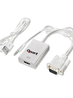 QPORT Q-VH VGA TO HDMI ÇEVİRİCİ + SES KABLOSU