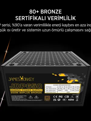 JAMES DONKEY JDP650 APFC 12CM 80+ BRONZE 650W PSU