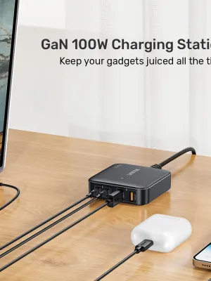 Unitek 100W Masaüstü GAN Şarj İstasyonu Siyah (P1229ABK)
