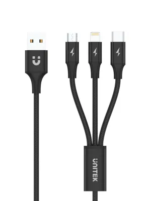 UNITEK USB-A 3in1 HIZLI ŞARJ 1.2MT 2.4A (C14049BK)