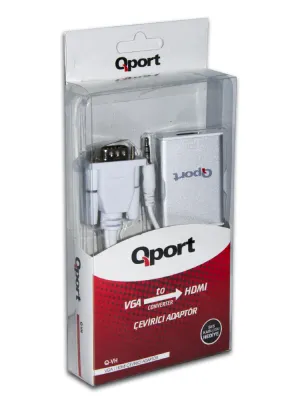QPORT Q-VH VGA TO HDMI ÇEVİRİCİ + SES KABLOSU