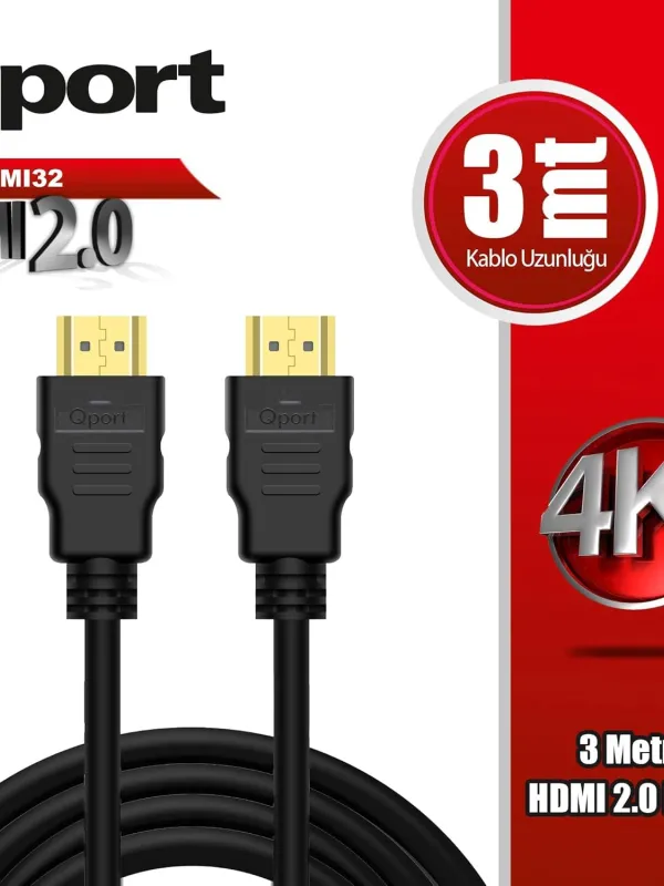Ürün QPORT Q-HDMI32 HDMI 2.0 V ALTIN UÇLU KABLO 3 MT Görsel