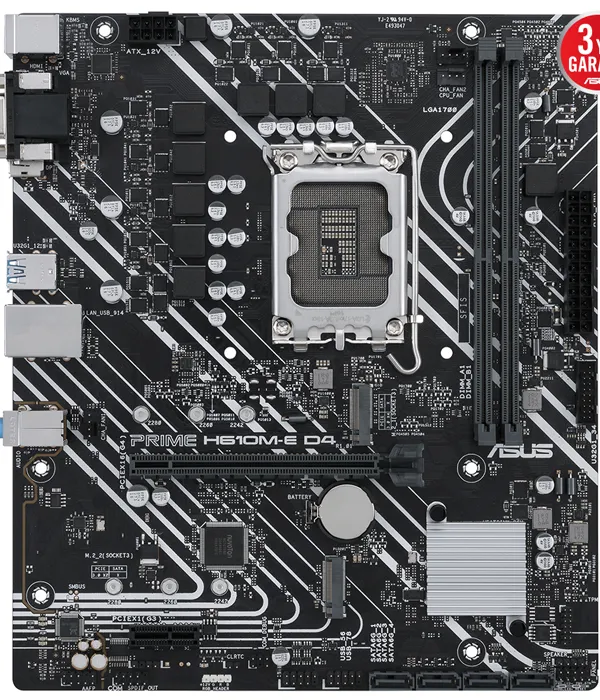 Ürün ASUS PRIME H610M-E D4-CSM DDR4 3200MHz DP HDMI M.2 mATX 1700p Görsel