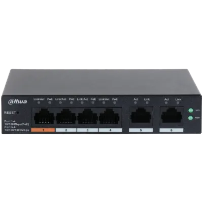 Ürün DAHUA CS4006-4ET-60 4 PORT 4XFE-2XGE YÖNETİLEBİLİR 60W POE SWİTCH Görsel