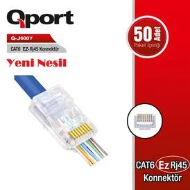 Ürün QPORT Q-J600Y CAT6 50 LİK PAKET EZ-RJ45 YENİ NESİL KONNEKTÖR Görsel