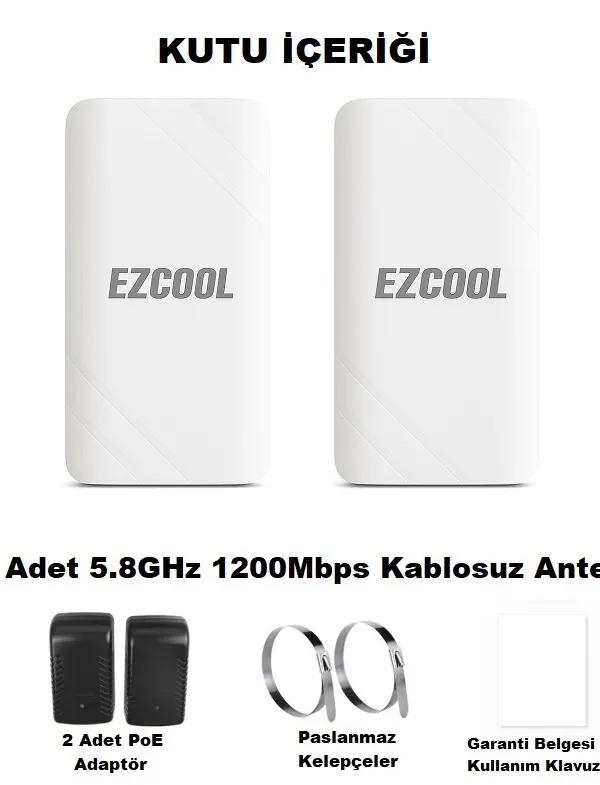 Ürün EZCOOL EZ-W580AN DIŞ ORTAM (5.8GHz 1200Mbps 1KM) ACCESS POİNT Görsel