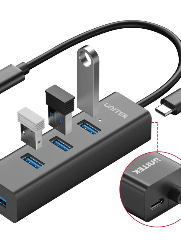 Ürün UNITEK TYPE-C TO 4 PORT USB 3.0 + TYPE-C (Y-3089Z) Görsel