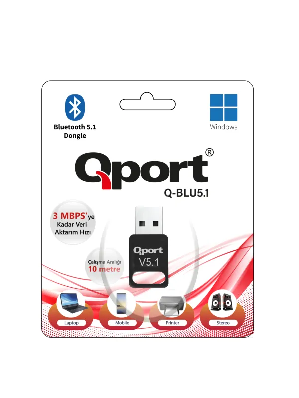 Ürün QPORT Q-BLU5.1 BLUETOOTH V5.1 USB ADAPTOR Görsel