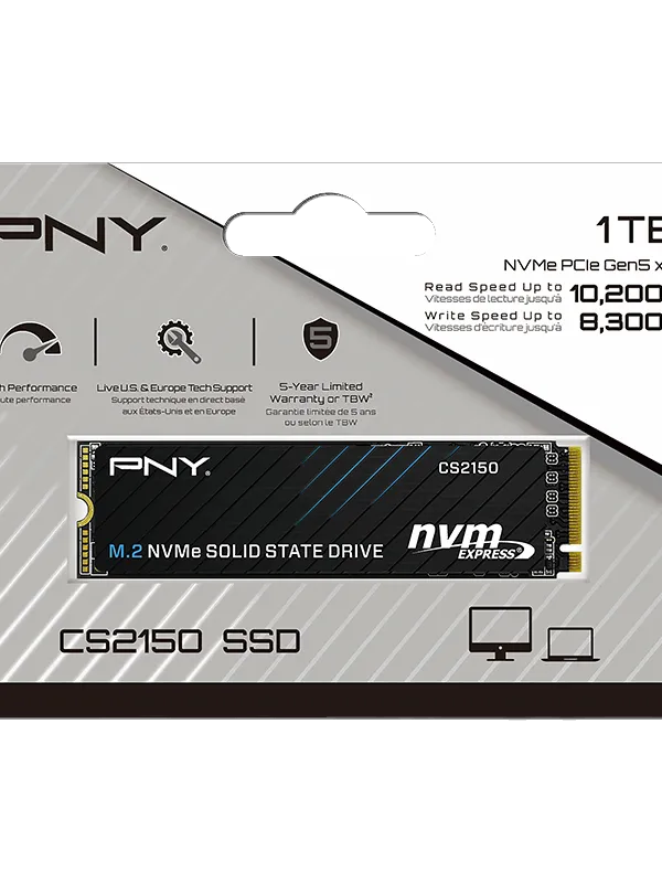 Ürün PNY CS2150 1TB 10200/8300 MB/s M.2 NVMe SSD (M280CS2150-1TB-TB) Görsel