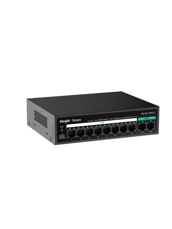 Ürün RUİJİE-REYEE RG-ES110FG-P 8XFE+2XGE F.GİGABİT 110W POE SWİTCH Görsel