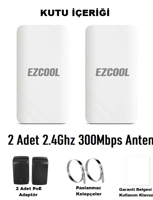Ürün EZCOOL EZ-W240AN DIŞ ORTAM (2.4GHz 300Mbps 1KM) ACCESS POİNT Görsel