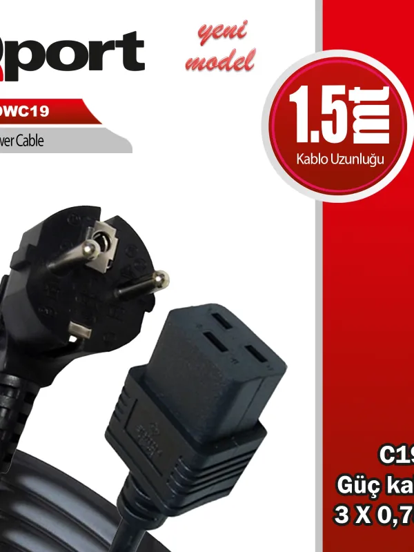Ürün QPORT Q-POWC19 1.5M C19 POWER GUC KABLOSU Görsel
