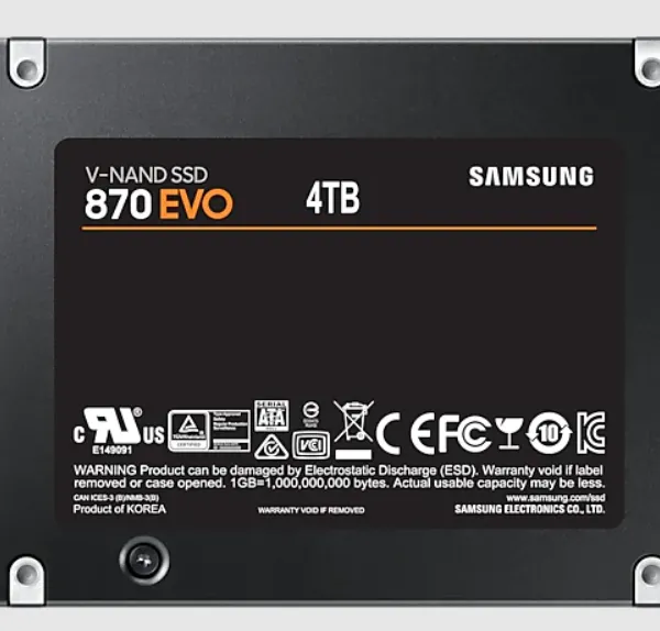 Ürün 4TB SAMSUNG 870 EVO 560/530MB/s MZ-77E4T0BW SSD (Resmi Distribütör Garantili) Görsel