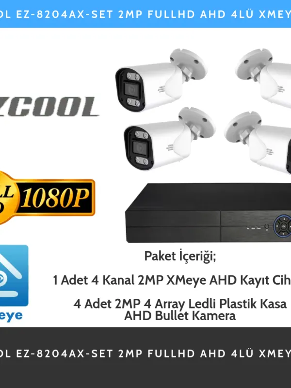 Ürün EZCOOL EZ-8204AX-SET 2MP FULLHD AHD 4LÜ XMEYE SET Görsel