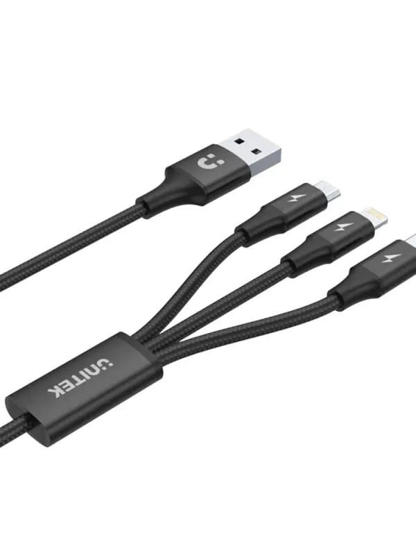 Ürün UNITEK USB-A 3in1 HIZLI ŞARJ 1.2MT 2.4A (C14049BK) Görsel