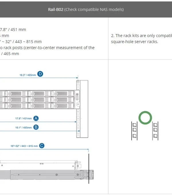 Ürün QNAP RAIL-B02 RACK TİPİ MODEL İÇİN RAY TAKIMI (RESMİ DİSTRİBÜTÖR GARANTİLİ) Görsel