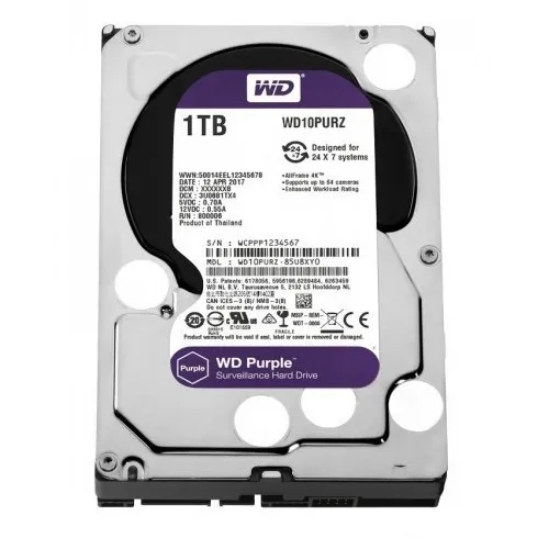 Ürün 1TB WD Purple SATA 6Gb/s 64MB DV 7x24 WD10PURZ Görsel