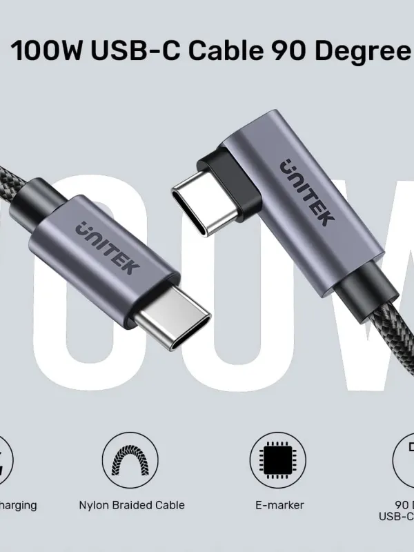 Ürün UNITEK TYPE-C HIZLI ŞARJ 90D 3MT 100W(C14123BK-3M) Görsel